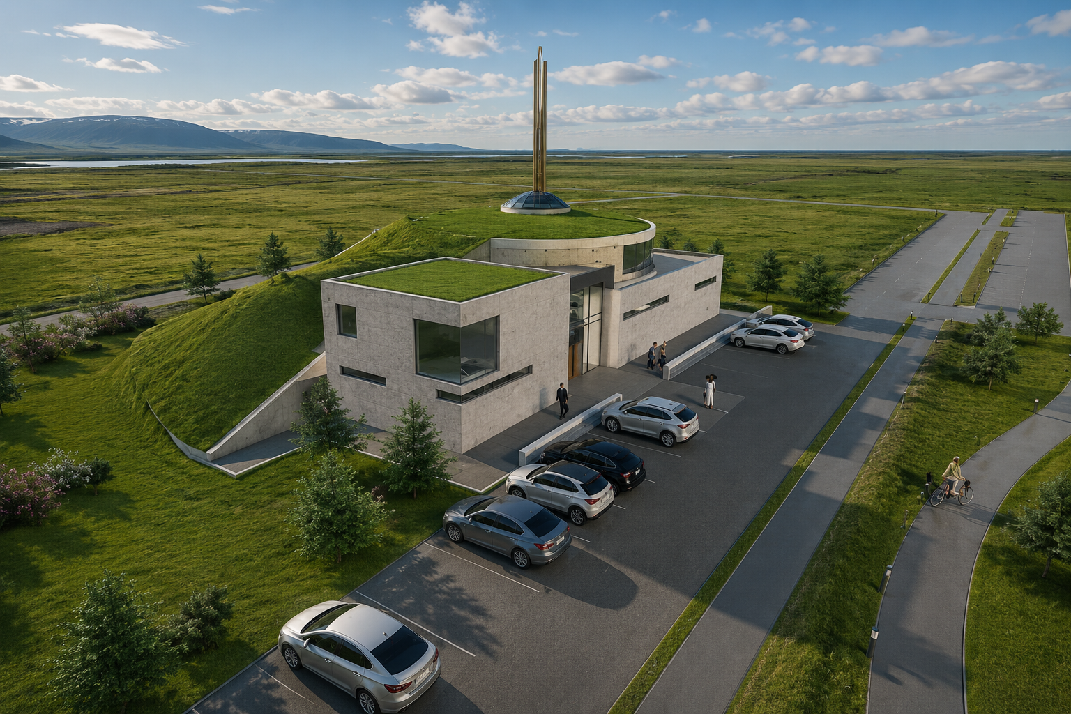 Aerial view of the community center project